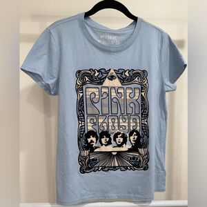 Lucky Brand Pink Floyd Band Tee Short Sleeve Flocked Graphic Baby Blue